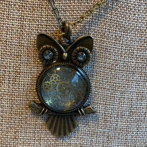 Owl Vintage Watch Gears Necklace 30” chain - Picture 6 of 7